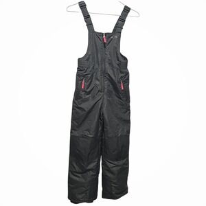 Champion Kids Ski Snow Bib Overalls Pants Gray Pink M 7-8 Puffer Waterproof Warm